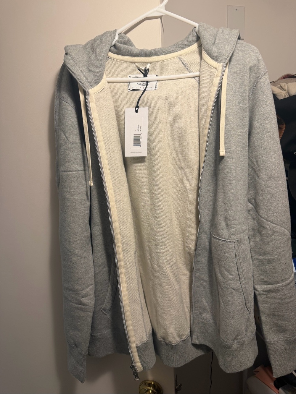 Reigning Champ Men's Hooded Zip Sweater - Light Gray - Large